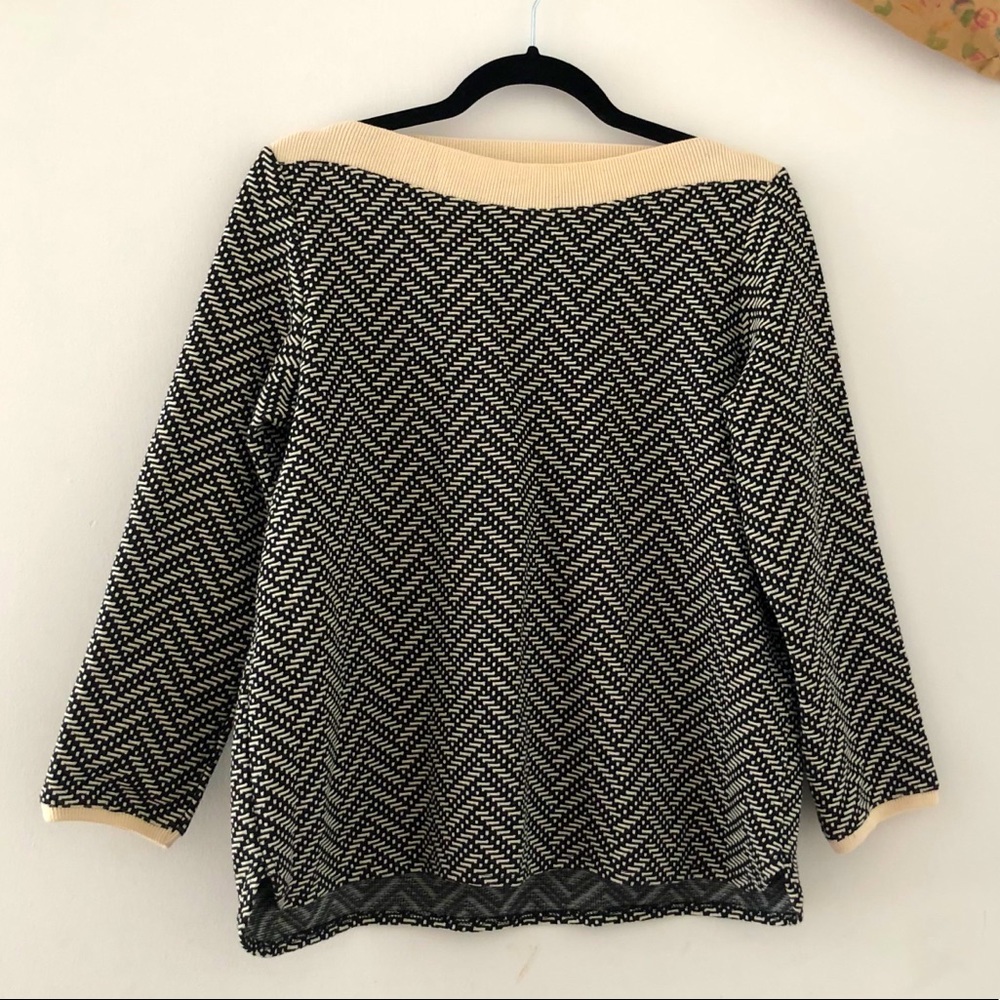 Sfera Black & Cream Boatneck Sweater Large
